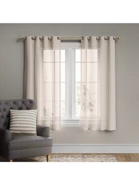 Threshold Light Filtering Textured Weave Cream Grommet Curtain Panel 54" x 84"